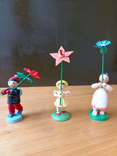 Blumenkinder holzfiguren - 3x,