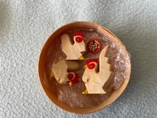 1 Hahn und 2 Hühner, Holz, in